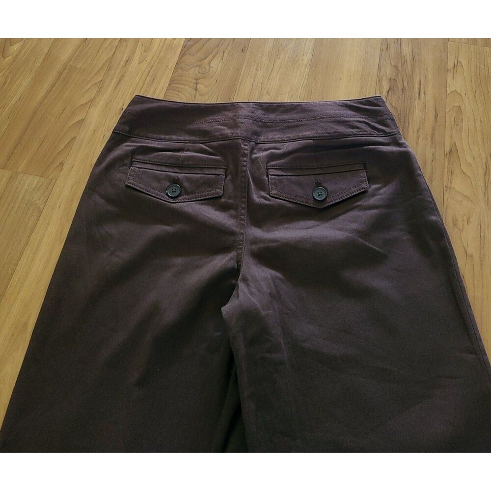 Ann Taylor Loft Women's Sz 2 Capri Pants Dark Brown Wide Leg Crop Chino 28X19 - Picture 7 of 7